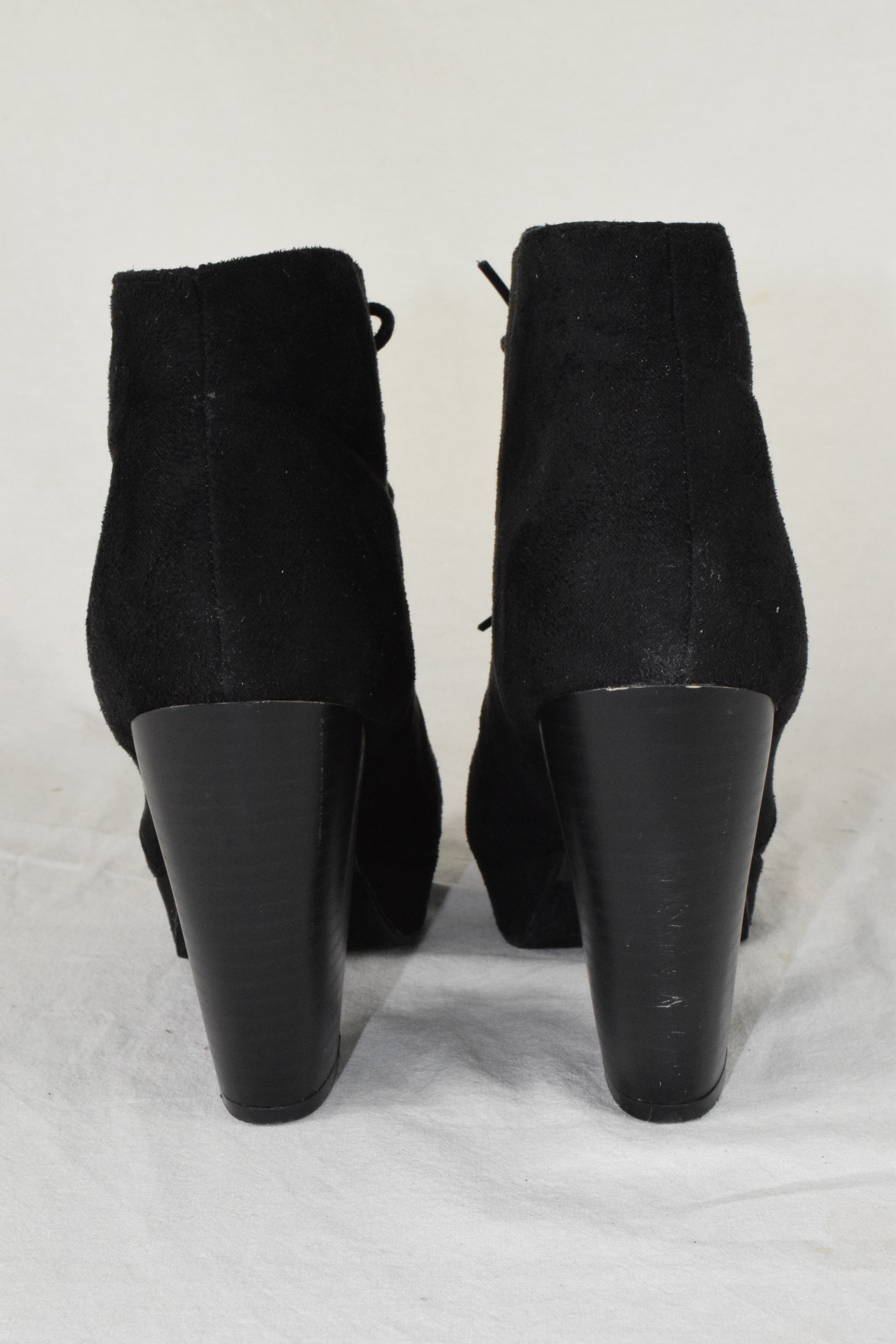 Forever Women High Heels Ankle Boots Platform Lace Up Booties Camille Black 7.5