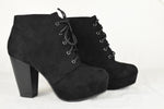 Forever Women High Heels Ankle Boots Platform Lace Up Booties Camille Black 7.5