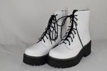 Soda Women Combat Platform Block Lug Sole Boots Zipper Lace Up FLING White 8.5