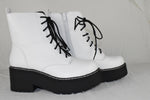 Soda Women Combat Platform Block Lug Sole Boots Zipper Lace Up FLING White 8.5