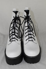Soda Women Combat Platform Block Lug Sole Boots Zipper Lace Up FLING White 8.5