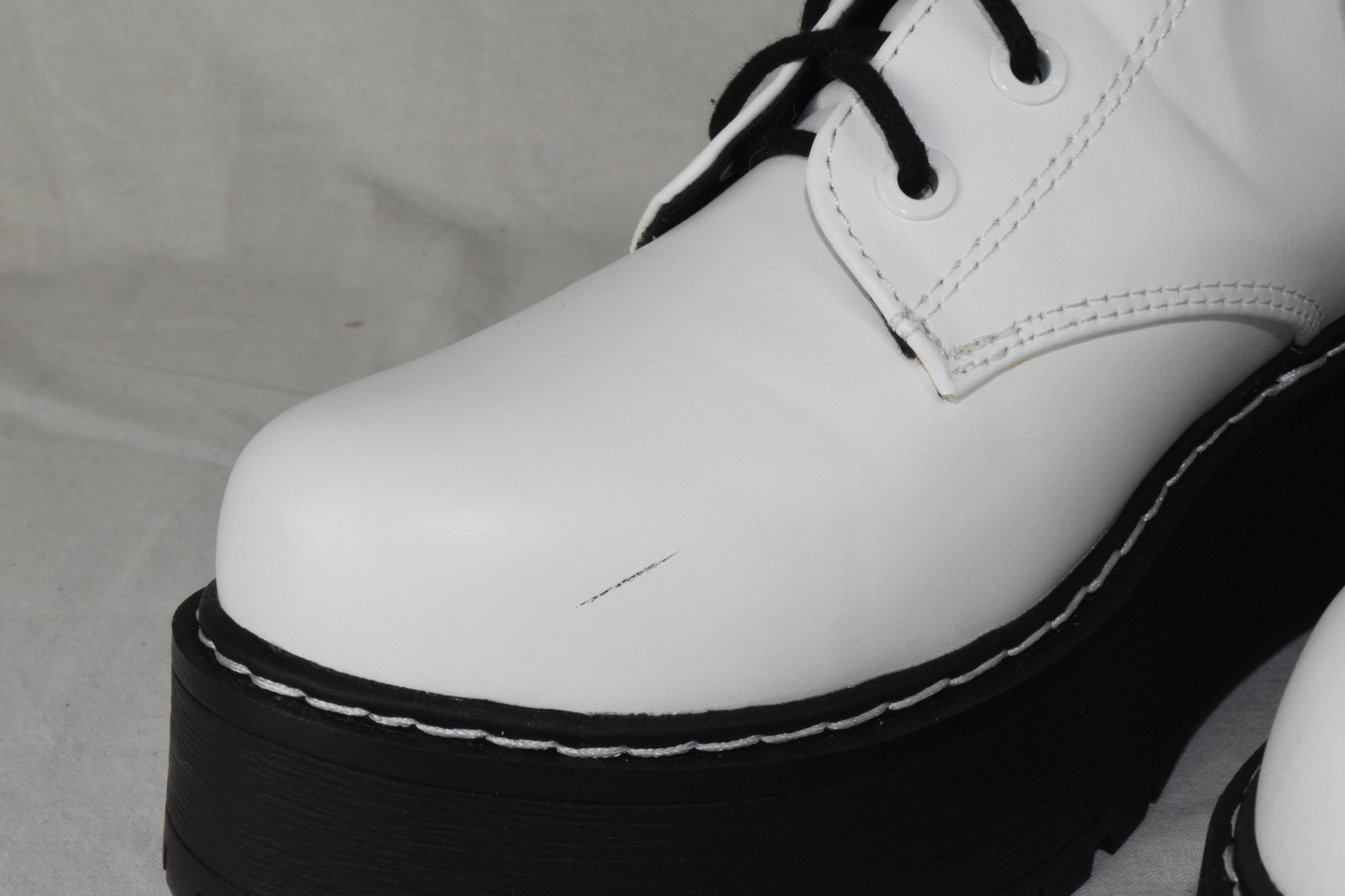 Soda Women Combat Platform Block Lug Sole Boots Zipper Lace Up FLING White 8.5