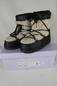 Top Moda Women Rain Snow Winter Waterproof boots Sherpa Fur Ankle Emmett Black 7