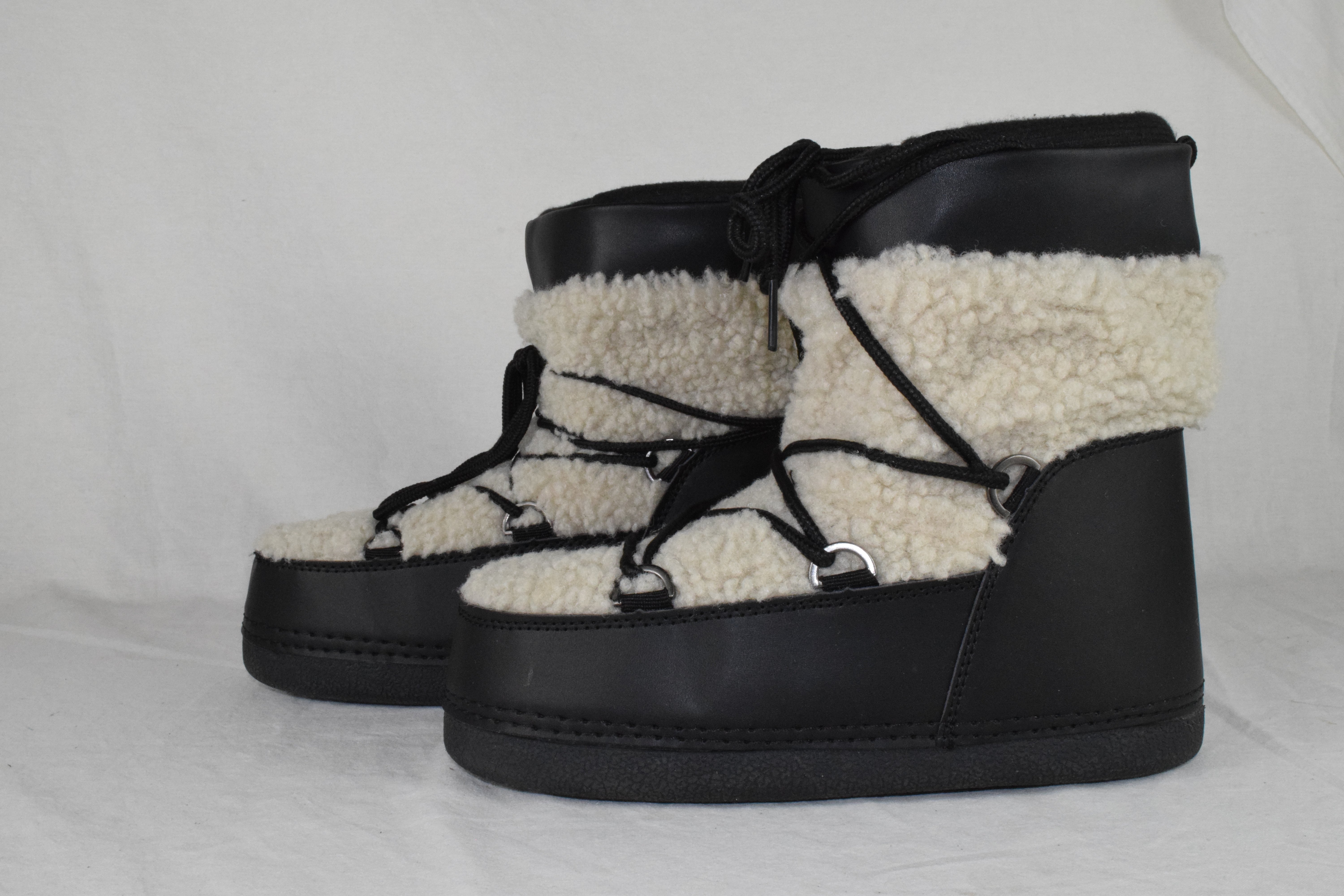 Top Moda Women Rain Snow Winter Waterproof boots Sherpa Fur Ankle Emmett Black 7