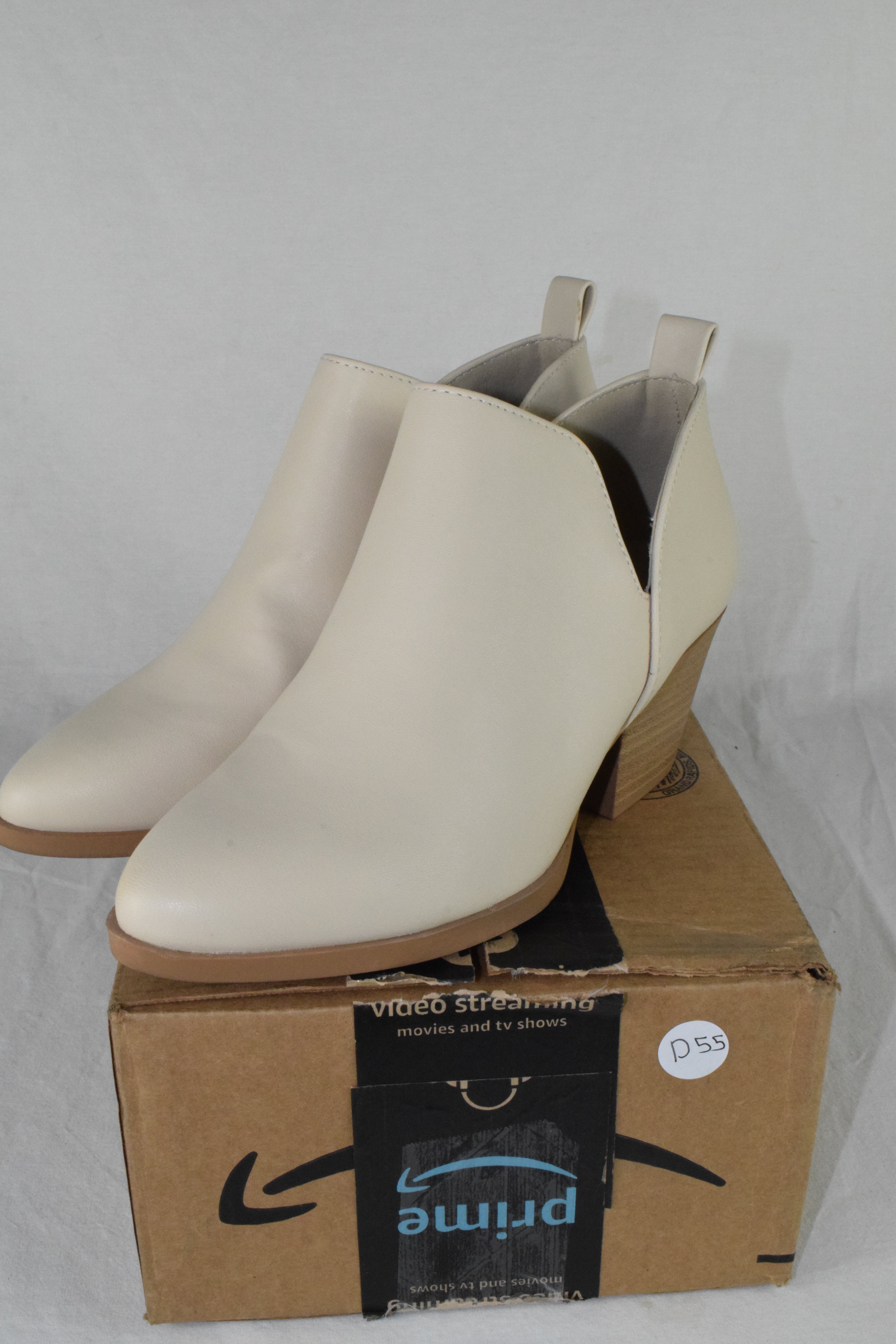 Soda Women Ankle Boots Zipper Booties V Cut Pointed Toe Heel Beige SECTORY 7.5