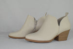 Soda Women Ankle Boots Zipper Booties V Cut Pointed Toe Heel Beige SECTORY 7.5