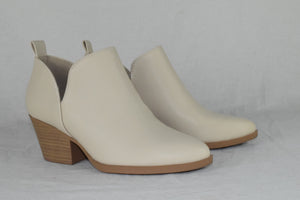 Soda Women Ankle Boots Zipper Booties V Cut Pointed Toe Heel Beige SECTORY 7.5