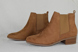 Soda Women Ankle Boots Elastic Slip On Booties Block Heel Tan Brown TEAPOT 10
