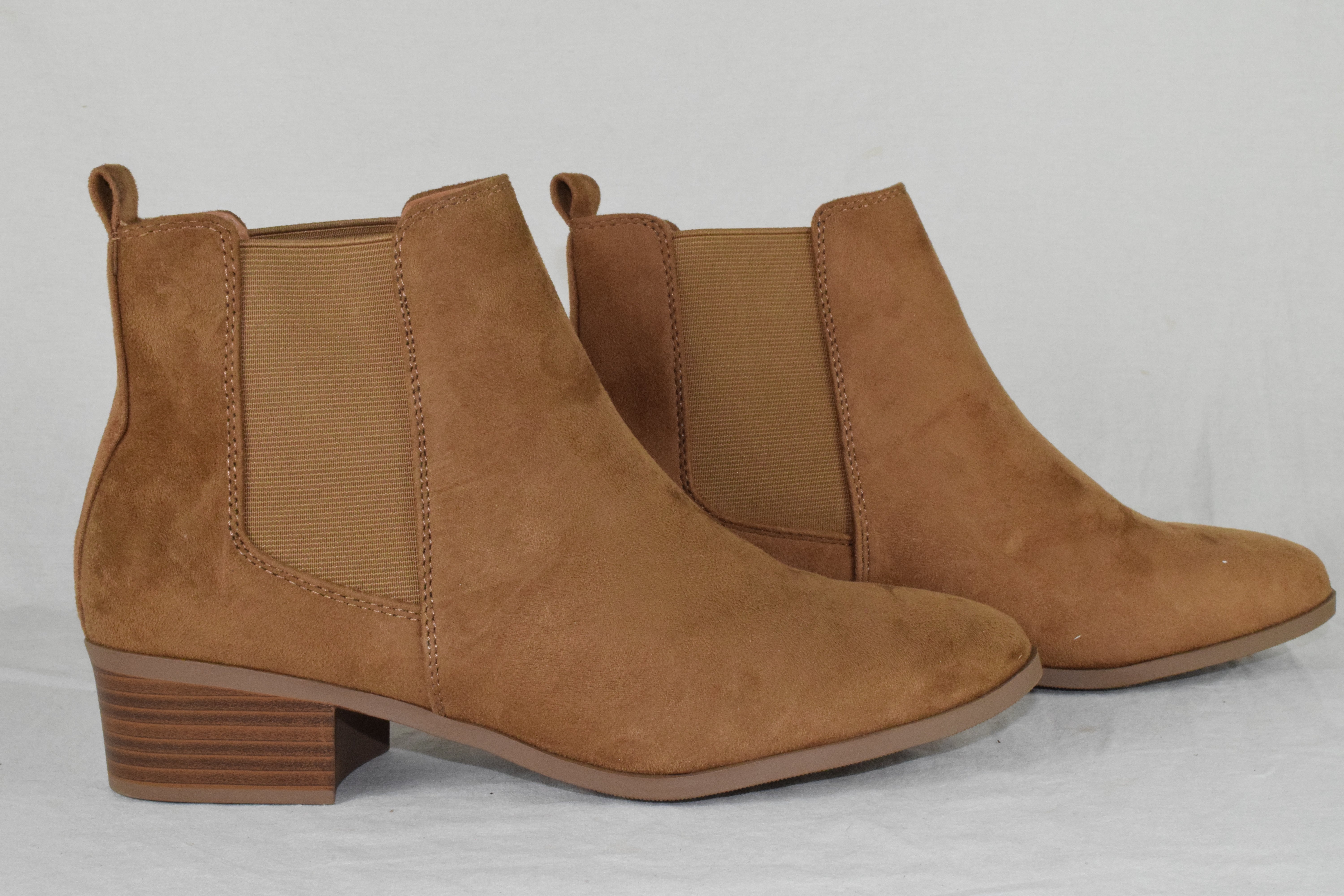 Soda Women Ankle Boots Elastic Slip On Booties Block Heel Tan Brown TEAPOT 10