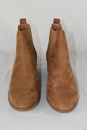 Soda Women Ankle Boots Elastic Slip On Booties Block Heel Tan Brown TEAPOT 10