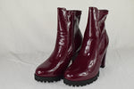 Top Moda Women Ankle Boot Block High Heels Booties Zipper LESLIE Burgundy PAT 10