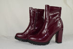 Top Moda Women Ankle Boot Block High Heels Booties Zipper LESLIE Burgundy PAT 10