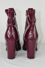Top Moda Women Ankle Boot Block High Heels Booties Zipper LESLIE Burgundy PAT 10
