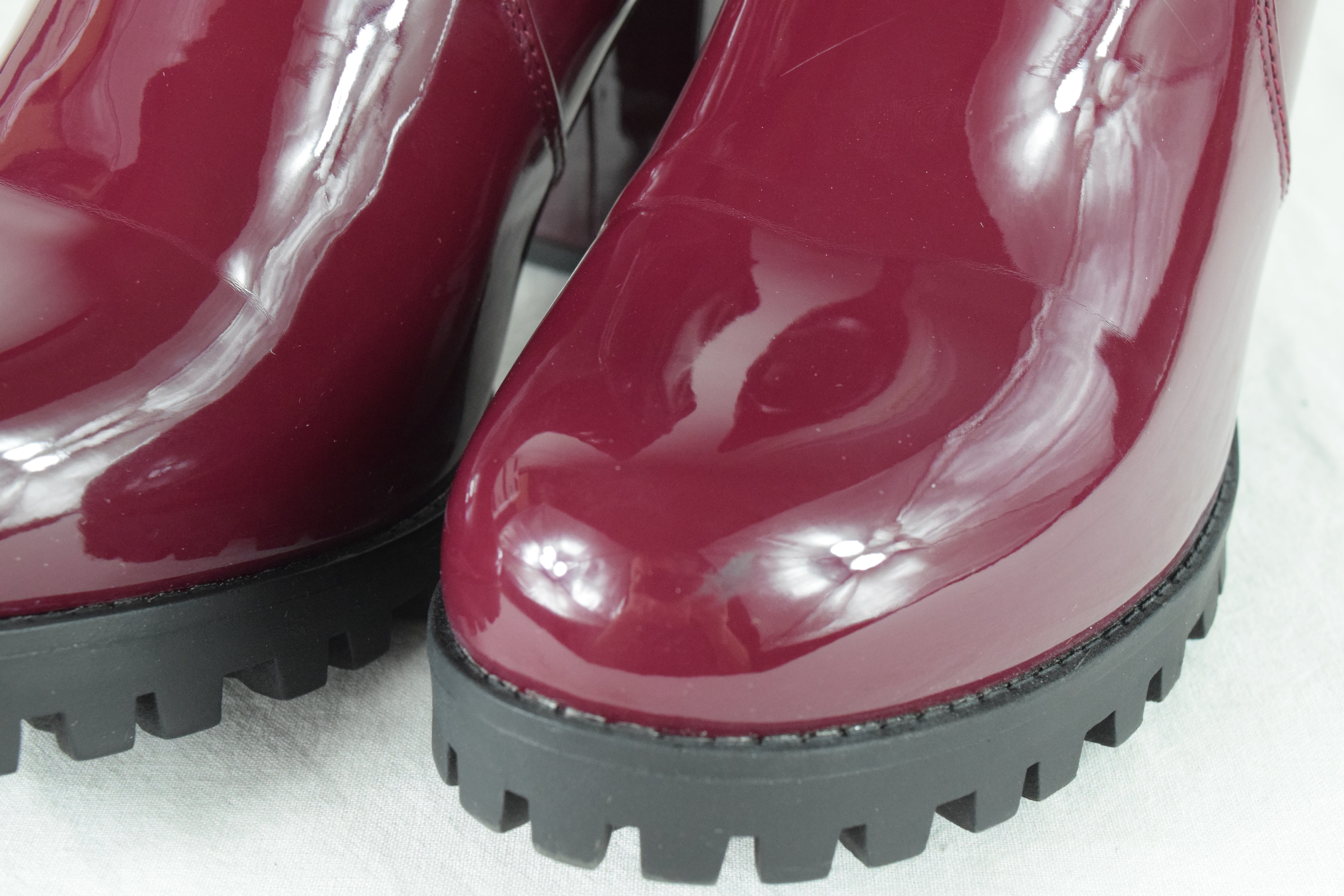 Top Moda Women Ankle Boot Block High Heels Booties Zipper LESLIE Burgundy PAT 10