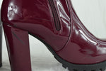 Top Moda Women Ankle Boot Block High Heels Booties Zipper LESLIE Burgundy PAT 10