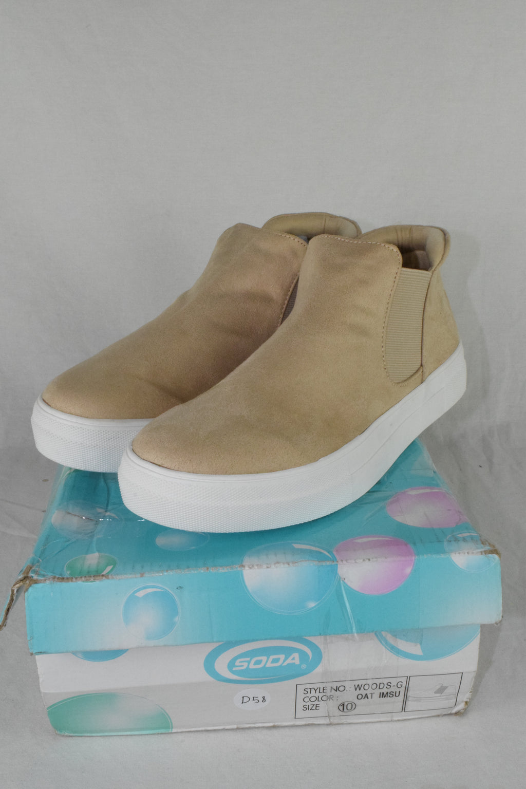 Soda Flat Women Chelsea Shoe High Top Platform Sneakers Taupe Beige WOODS 10