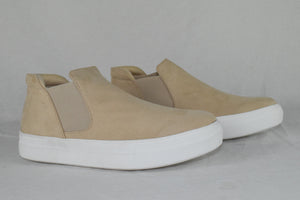 Soda Flat Women Chelsea Shoe High Top Platform Sneakers Taupe Beige WOODS 10