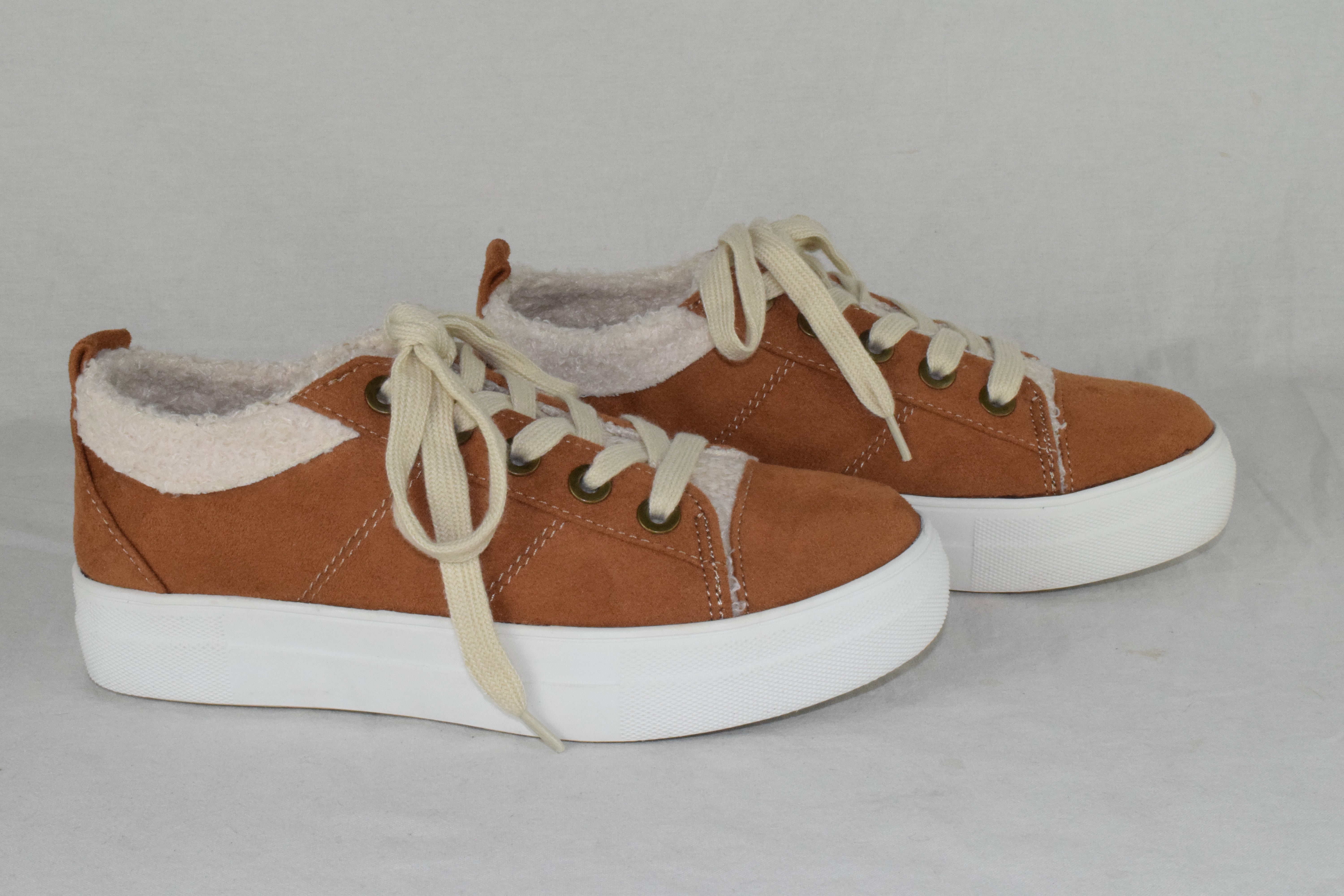 Soda Flat Women Shoes Lace Up Loafers Sneakers Fur Flatform Brown Tan ENDEAR 7