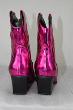 Soda Cowboy Western Stitched Ankle Boot Pointy Booties Pink Metallic BLAZING 7