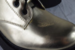 Soda Women Combat Platform Block Lug Sole Boot Side Zipper Lace Up FLING Gold 10