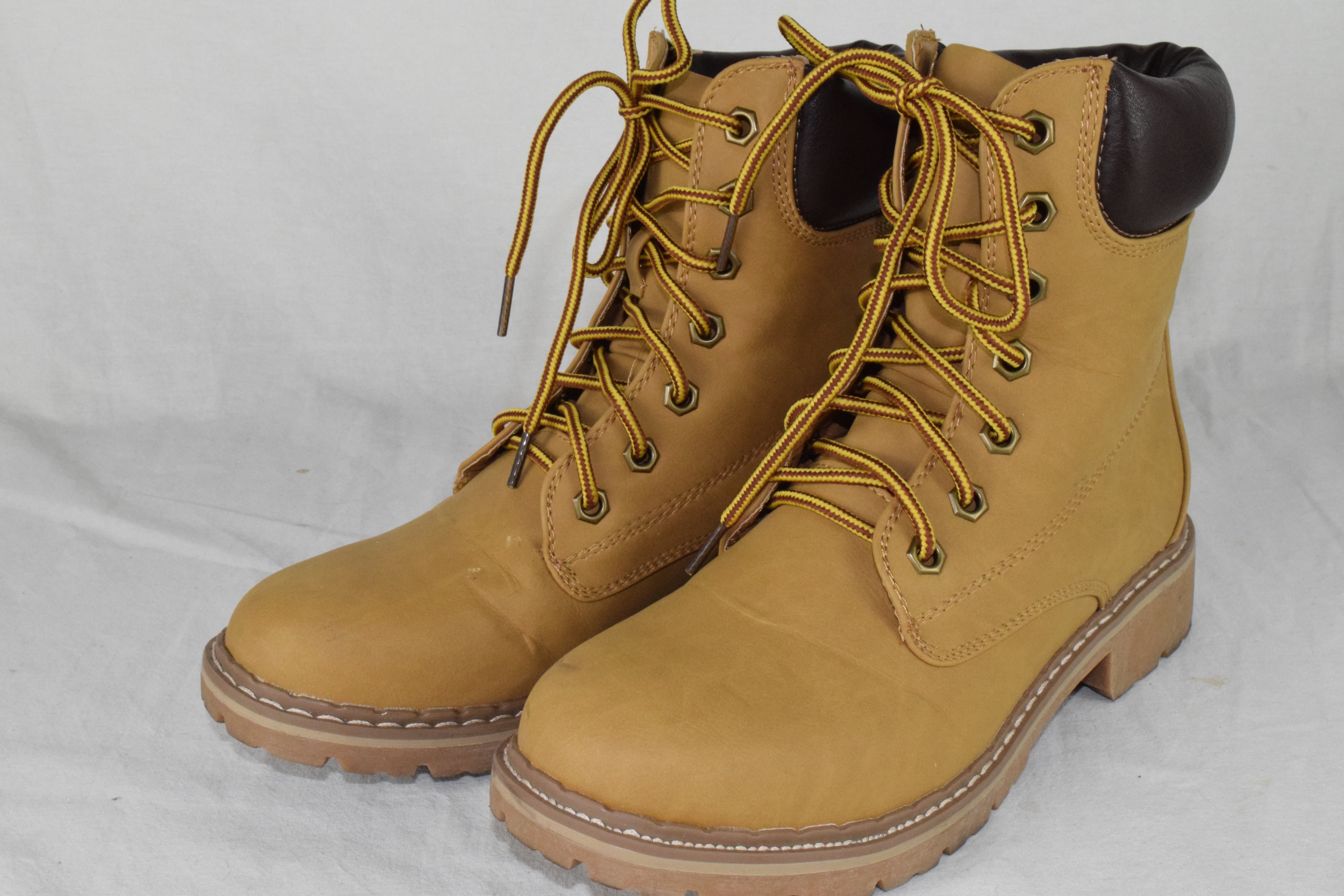 Forever Women Ankle Army Combat Boots Lace Up Work Booties BROADWAY Camel Size 7