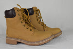 Forever Women Ankle Army Combat Boots Lace Up Work Booties BROADWAY Camel Size 7