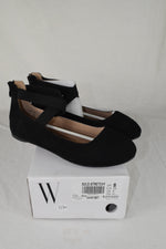 dream pair new women flat shoe mary jane ankle strap back zipper elastic black 8