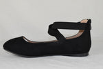 dream pair new women flat shoe mary jane ankle strap back zipper elastic black 8