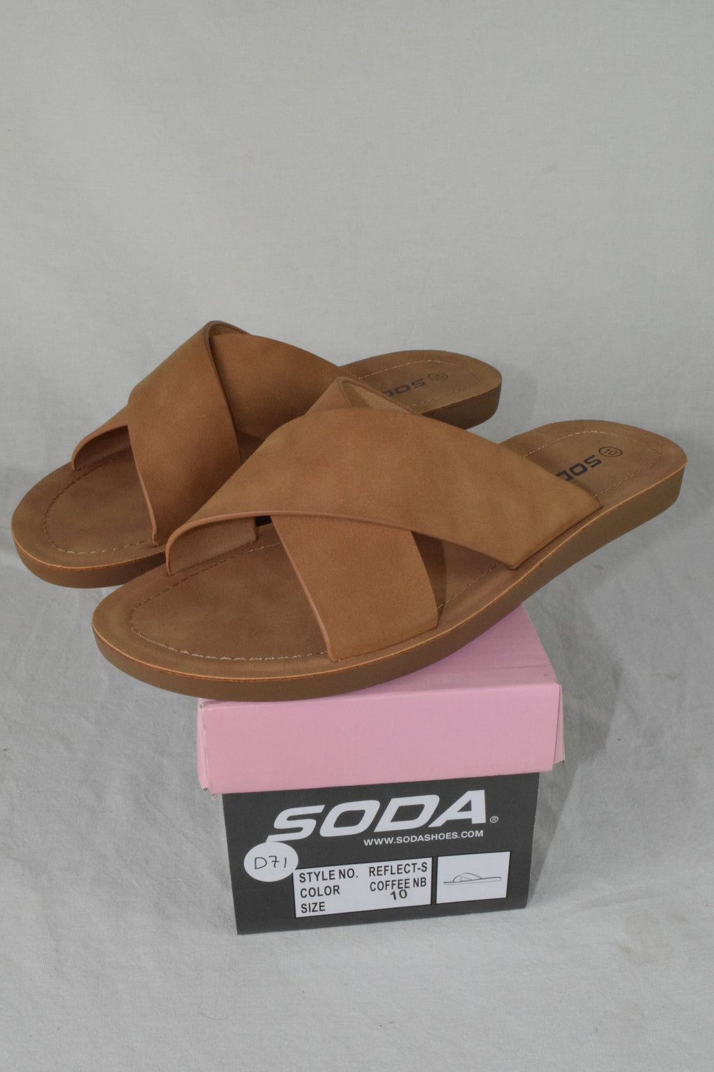 Soda Shoe Women Sandals Crisscross Band Strap Casual Slides REFLECT Tan Brown 10