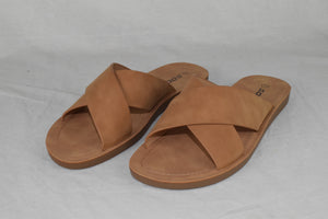 Soda Shoe Women Sandals Crisscross Band Strap Casual Slides REFLECT Tan Brown 10