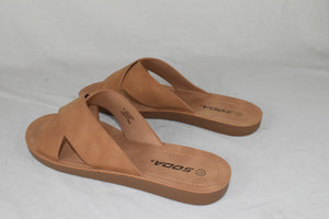 Soda Shoe Women Sandals Crisscross Band Strap Casual Slides REFLECT Tan Brown 10