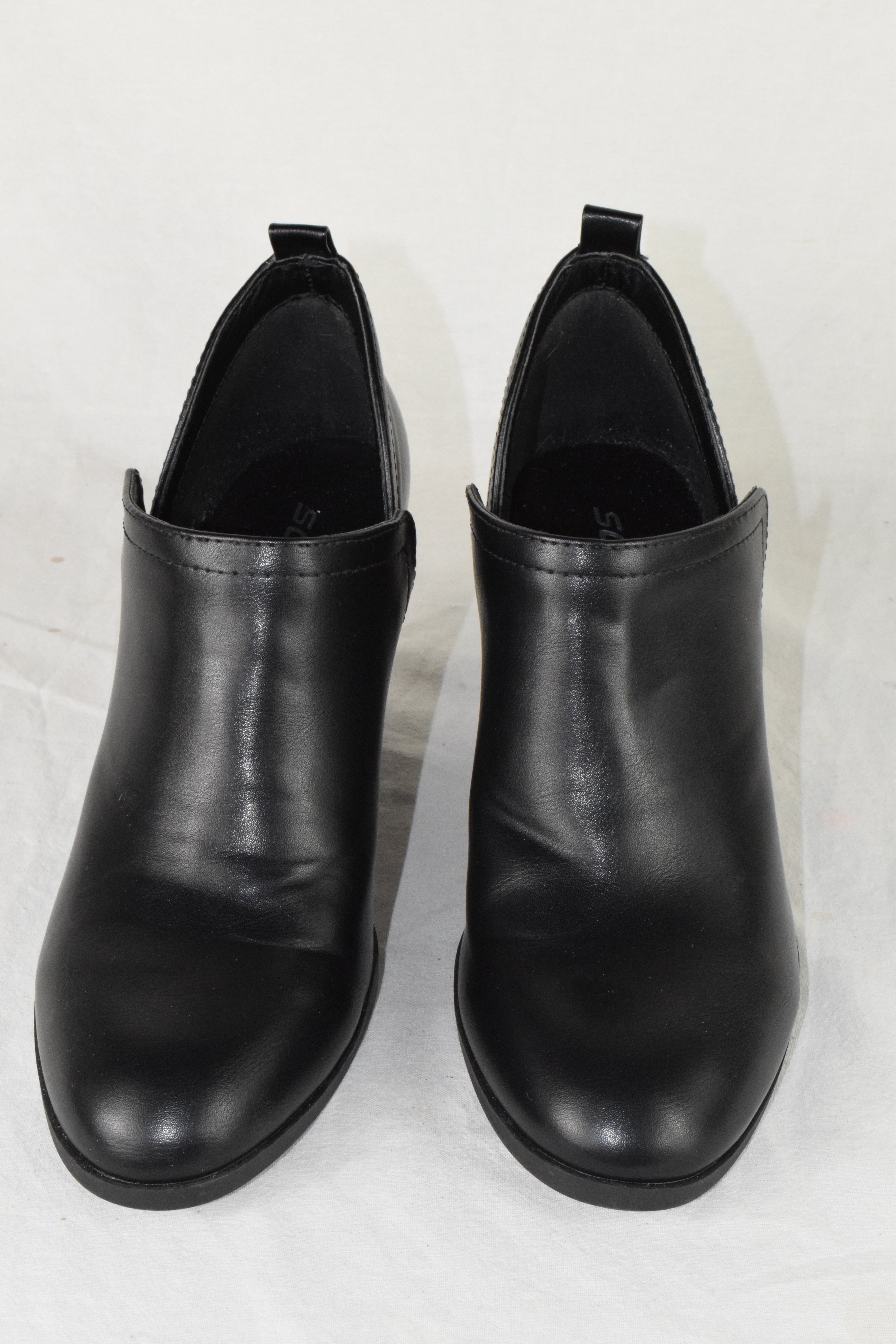 Soda Women Ankle Boots Slip-on Booties V Cut Almond Toe Stack Heel Black GAMEY 9