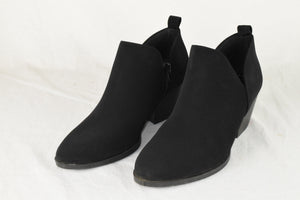 Soda Women Ankle Boots Zipper Booties V Cut Pointed Black Suede Heel SECTORY 9