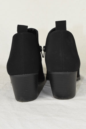 Soda Women Ankle Boots Zipper Booties V Cut Pointed Black Suede Heel SECTORY 9