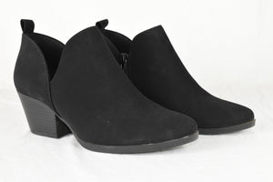Soda Women Ankle Boots Zipper Booties V Cut Pointed Black Suede Heel SECTORY 9