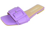 Berness Women’s Slide Sandals – Flat Slip-On Sandal with Oversized Buckle, Casual Summer Open Toe ELLIE Purple