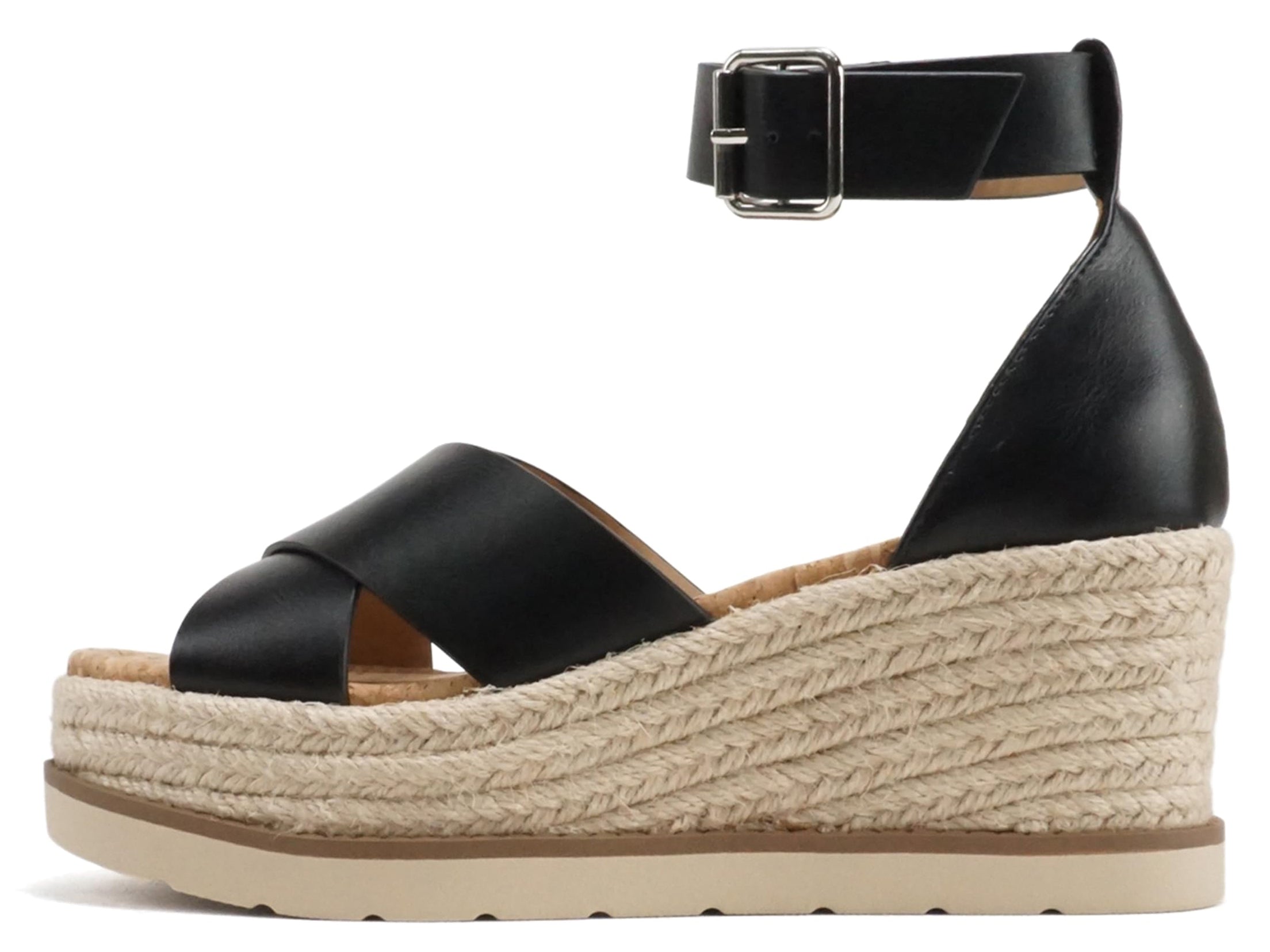 Soda Women Espadrille Wedge High Heels Sandals Open Peep Toe Platform Ankle Strap Crisscross Band FABIAN-S