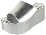 Berness Women's Platform Wedge Slide Sandals – Open Toe Slip-On Flatform Mule Sandals, Comfortable Summer Shoes FLORA Silver