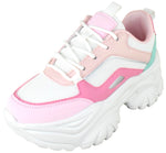 Berness Women's Chunky Platform Sneakers - Fashion Lace-Up Walking Shoes, Lightweight Athletic Tennis Shoes, Comfortable Casual Dad Sneakers for Everyday Wear HANNA Pink Multi