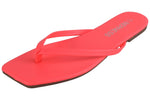 Berness Women’s Flip Flop Sandals – Square Toe Thong Slides, Lightweight Cushioned Flat Summer Sandals, Casual Beach Slip-On Shoes JAYLA Neon Pink