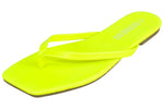 Berness Women’s Flip Flop Sandals – Square Toe Thong Slides, Lightweight Cushioned Flat Summer Sandals, Casual Beach Slip-On Shoes JAYLA Neon Yellow