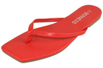Berness Women’s Flip Flop Sandals – Square Toe Thong Slides, Lightweight Cushioned Flat Summer Sandals, Casual Beach Slip-On Shoes JAYLA Red