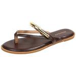 Berness Women’s Thong Sandals – Flat Slip-On Flip Flops with Gold Accent Strap, Casual Summer Comfort Sandals KARA