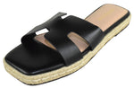 Berness Women’s Slide Sandals – Cutout Strap Slip-On Sandals, Cushioned Footbed, Espadrille Flat Platform Sandals, Casual Summer Slides KENDRA Black