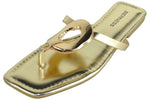 Berness Women’s Thong Sandals – Gold Hardware Accent Square Toe Flat Sandals, Slip-On Dressy Summer Sandals KORI Gold