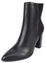 SODA Women's Two Tone Pointed Toe High Heel Ankle Boots, Fashion Dress Booties&nbsp; Block Heel, Side Zipper, Man-Made Leather Suede MOVER