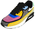 Berness Women’s Rhinestone Sneakers – Colorful Chunky Platform Shoes, Bling Fashion Athletic Sneakers, Lace-Up Comfortable Walking Shoes QUEEN Black Multi