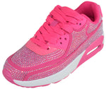 Berness Women’s Rhinestone Sneakers – Colorful Chunky Platform Shoes, Bling Fashion Athletic Sneakers, Lace-Up Comfortable Walking Shoes QUEEN Hot Pink