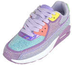 Berness Women’s Rhinestone Sneakers – Colorful Chunky Platform Shoes, Bling Fashion Athletic Sneakers, Lace-Up Comfortable Walking Shoes QUEEN Purple Multi