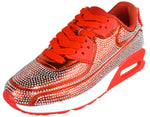 Berness Women’s Rhinestone Sneakers – Colorful Chunky Platform Shoes, Bling Fashion Athletic Sneakers, Lace-Up Comfortable Walking Shoes QUEEN Red